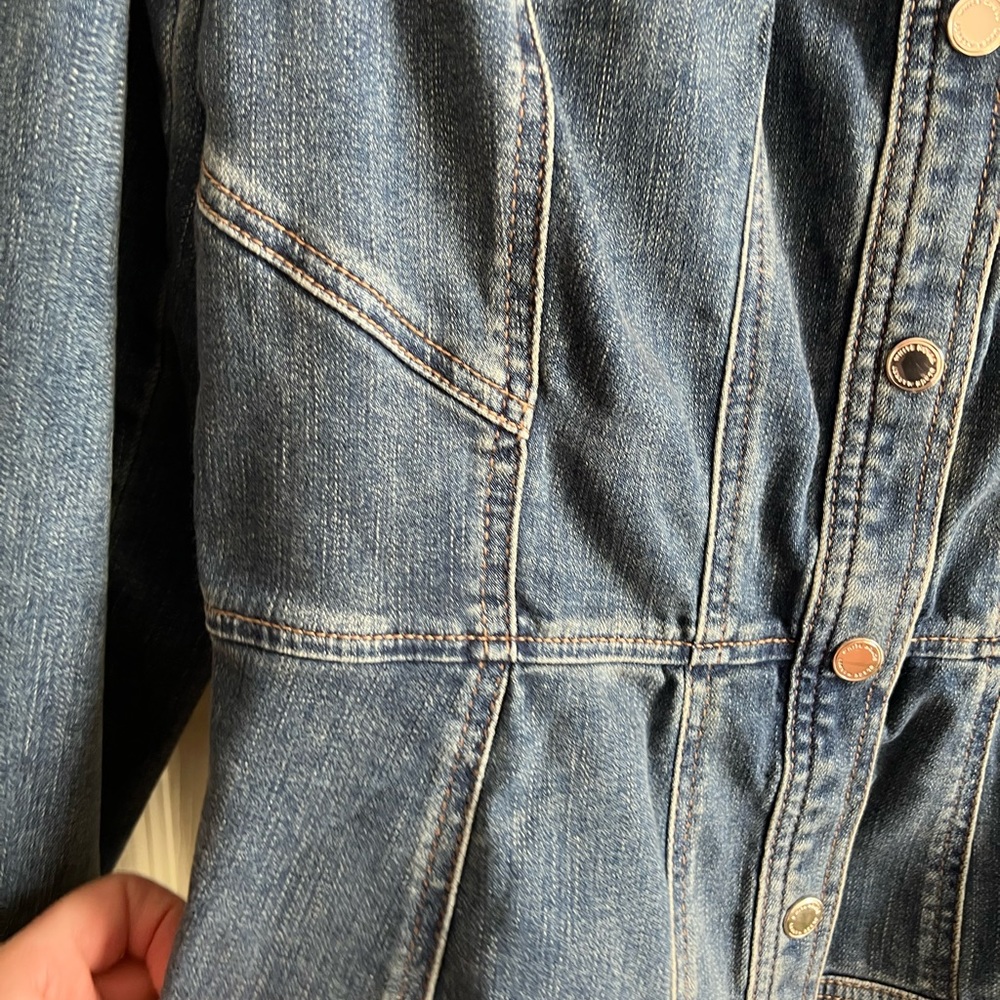White House black market peplum trucker denim jacket M - Picture 2 of 11